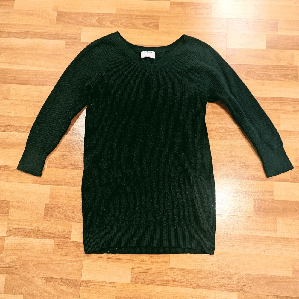 Old Navy Deep Green V-Neck Sweater / Sweaterdress in Large